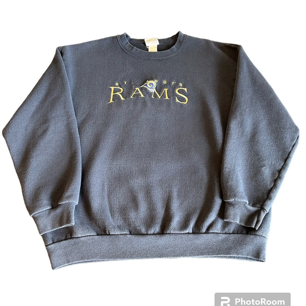 Y2K ST. Louis Rams Embroidery Crewneck Sweatshirt Pullover NFL Football